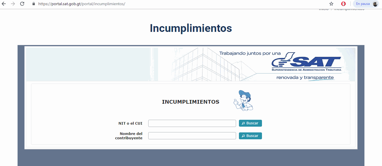 Enlace Detalle Incumplimientos ante SAT SAT. Trámites, Auditorías